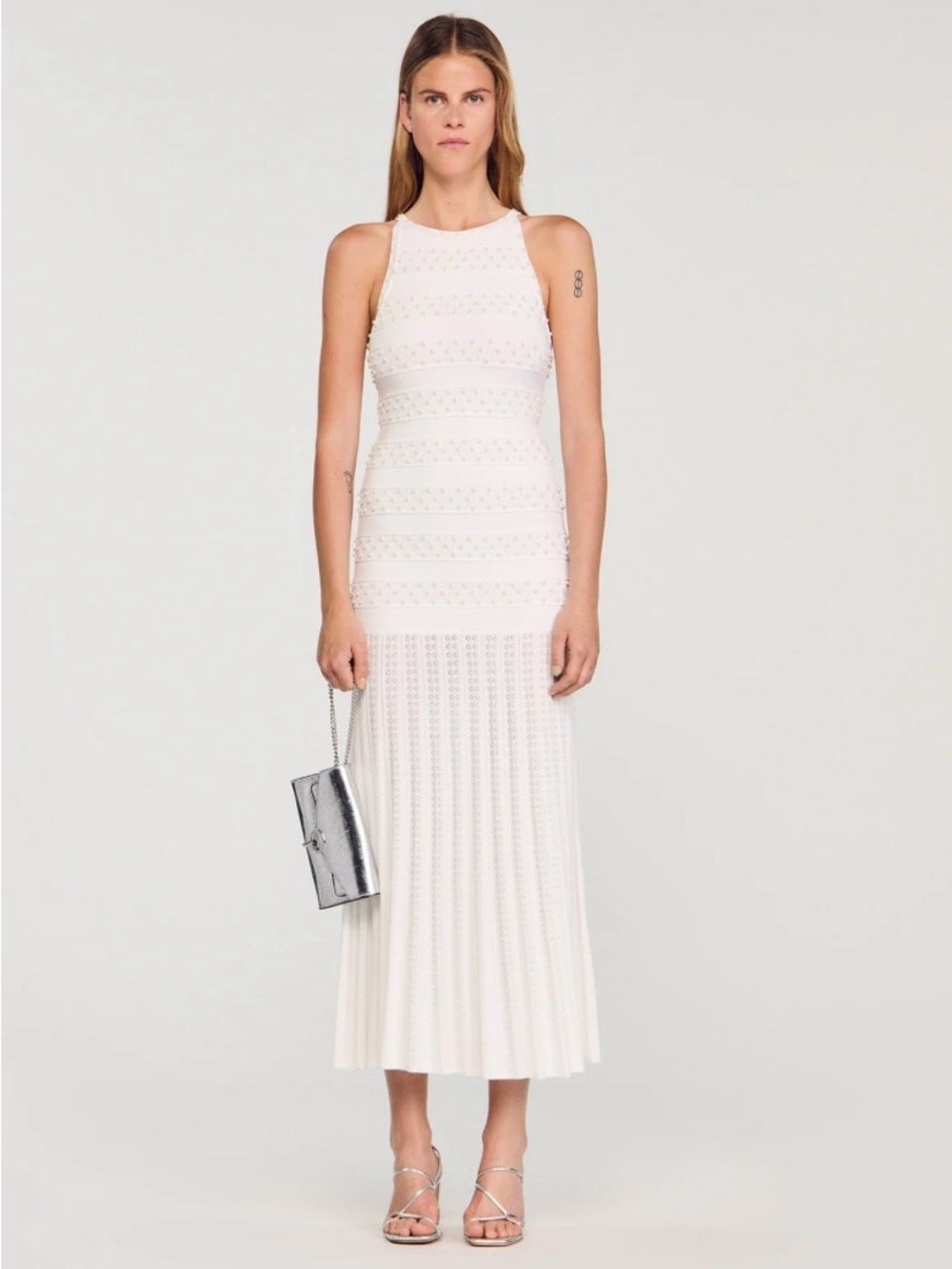 Sandro White Eyelet Maxi Dress